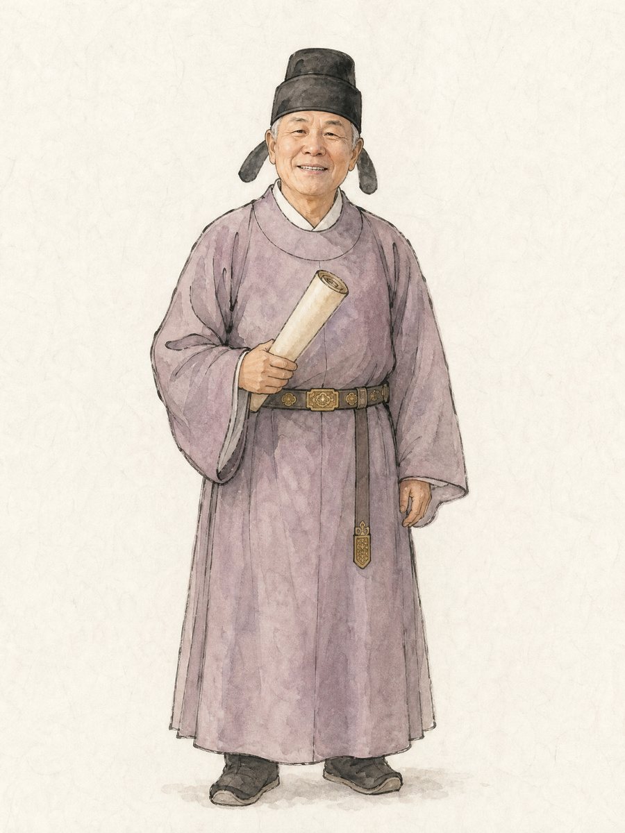 통일신라 관리 복식 · 수묵 담채