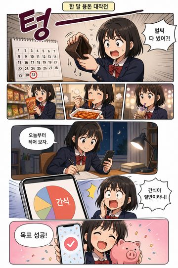 4컷 웹툰 「한 달 용돈 대작전」