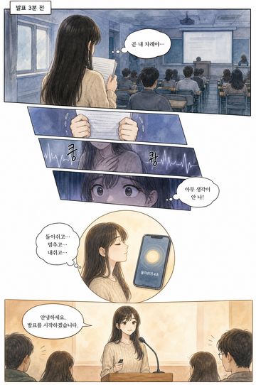 4컷 웹툰 「발표 3분 전」